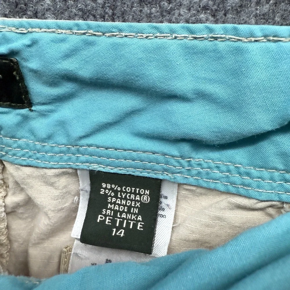 Eddie Bauer Womens Pants Petite 14 Cream Vashon Fit‎ Cargo Straight Crop Hiking